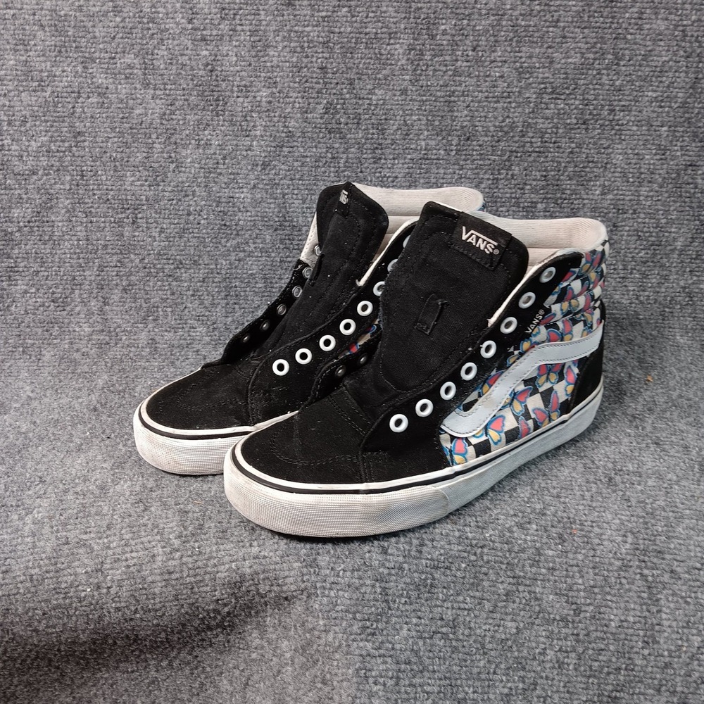 Vans Sk8 Hi Butterfly Checkerboard Black High Top Sneakers Womens Size 8 Rare